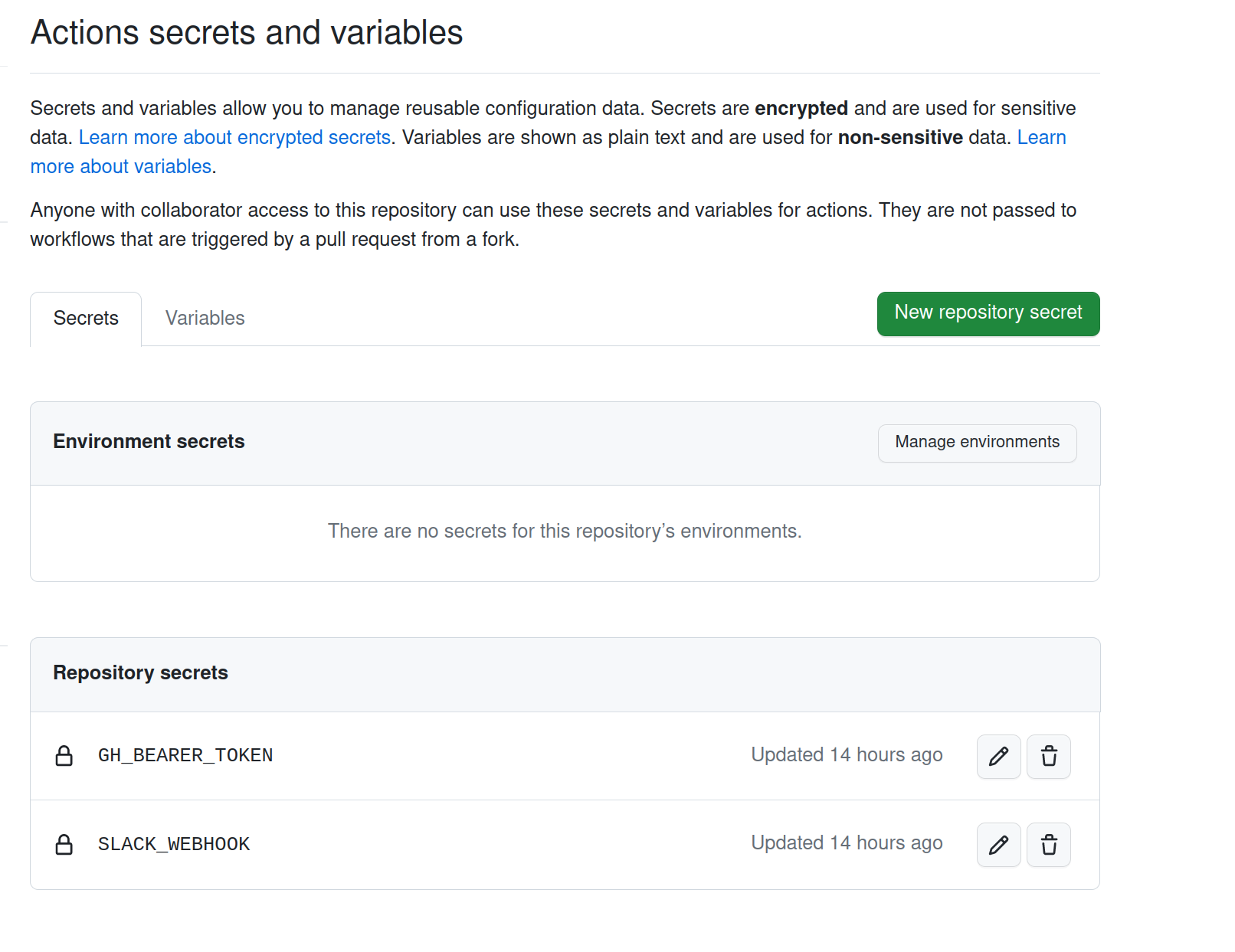 Listing of Secrets