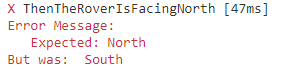 Failing unit test for Mars Rover